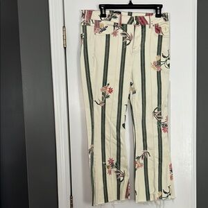 BDG Cream and Green Boot Cut Flare Pants